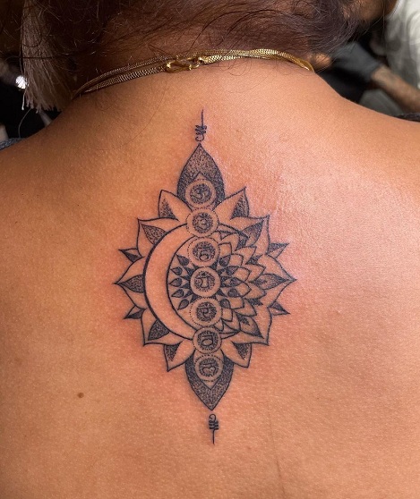 Seven Chakras Back Tattoo