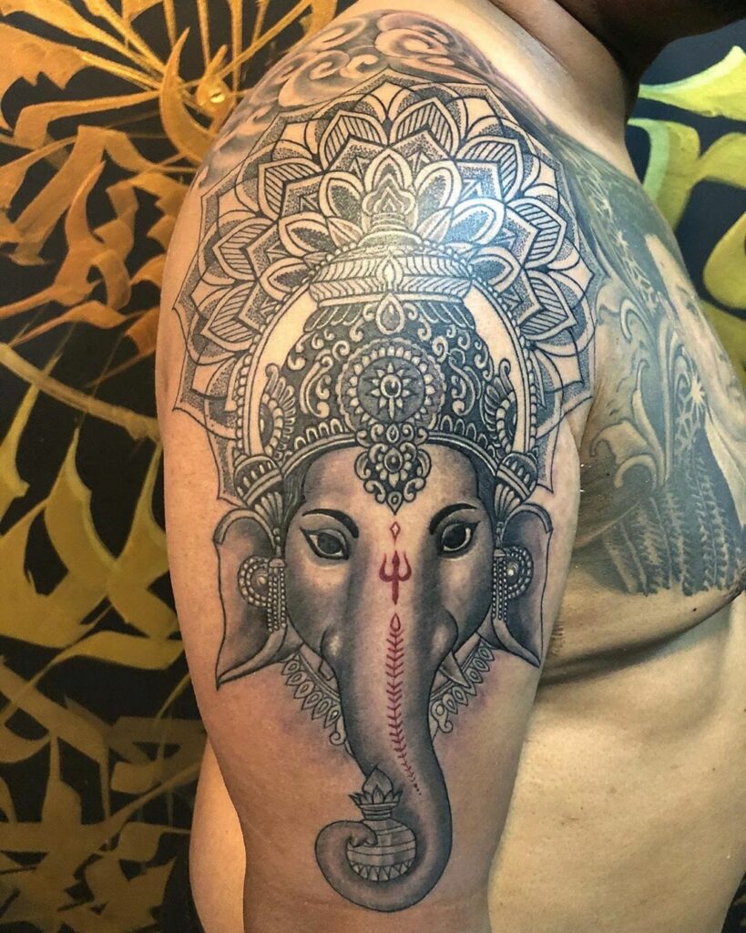 An Elephant Mandala Tattoo Featuring A Ganesha Mandala Design ganeshtattoo Mandala Ganesha tattoo design