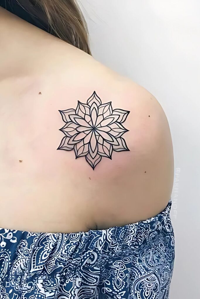 Mandala Shoulder Tattoo: A Symbol of Beauty, Balance, and Meaning Choosing the Right Size for a Simple Mandala Shoulder Tattoo