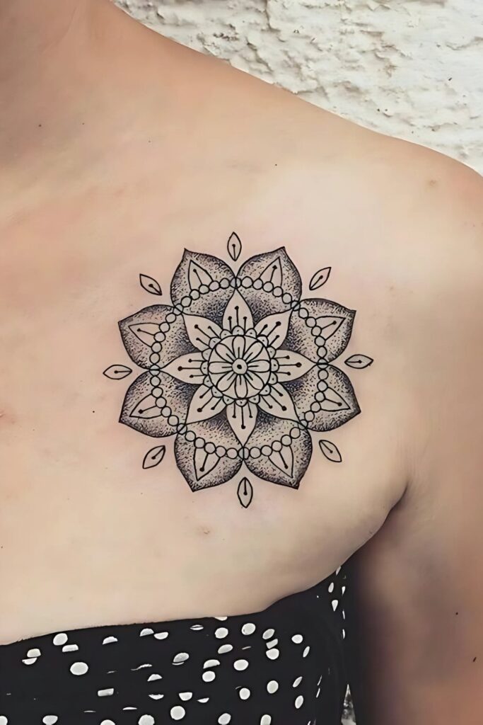 Mandala Shoulder Tattoo: A Symbol of Beauty, Balance, and Meaning Simple Mandala Shoulder Tattoo That Blends with Other Art