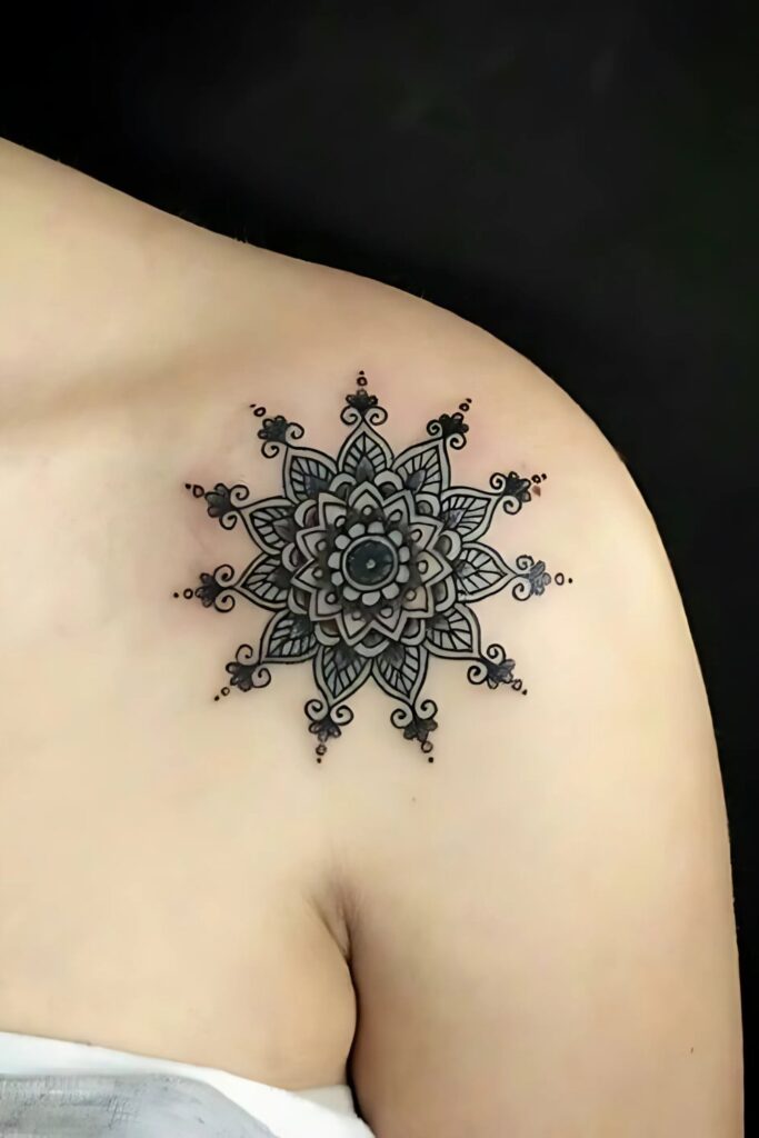 Mandala Shoulder Tattoo: A Symbol of Beauty, Balance, and Meaning Unique Women's Mandala Shoulder Tattoo Designs for Self Expression